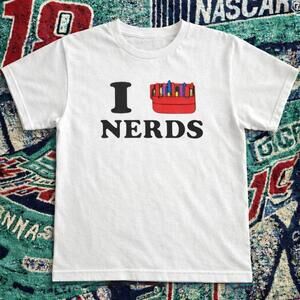 I  Nerds Graphic Tee  Clean White Candy Print T-Shirt.